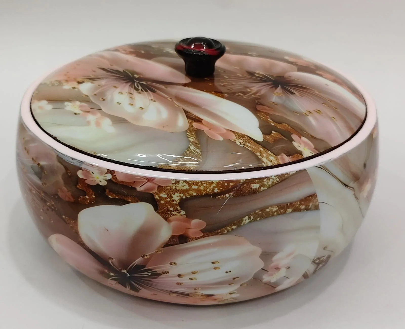 Floral Printed Wooden Storage Jar with Lid view 3